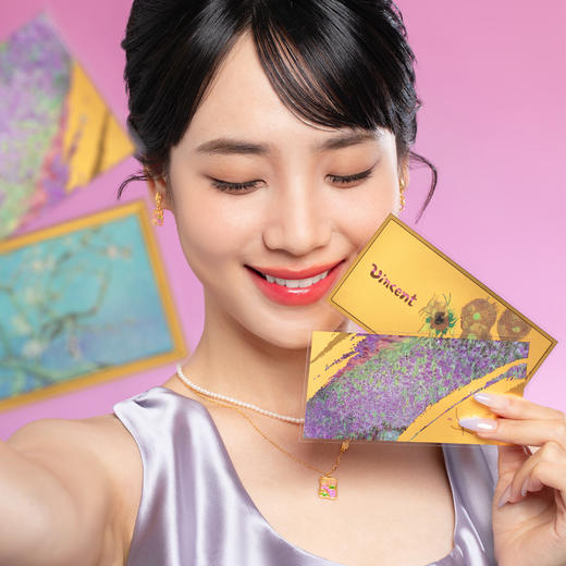 周大生黄金足金条投资金币金片梵高艺术莫奈联名x玫瑰花新年礼物黄金手机贴 商品图8