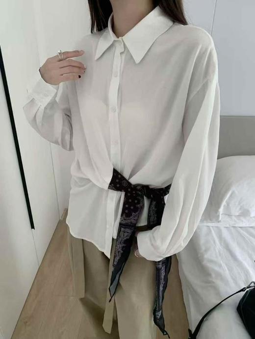 极简拼接丝巾下摆衬衫纪念日百货门店同款164551159 商品图0