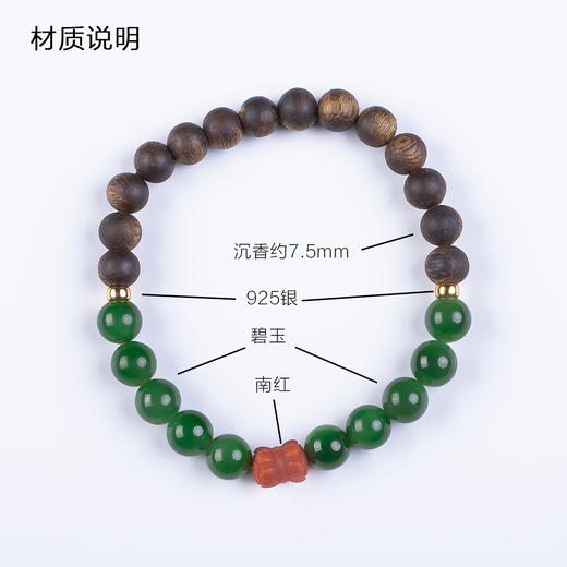 xy0510沉香+碧玉南红并蒂莲手串 商品图5