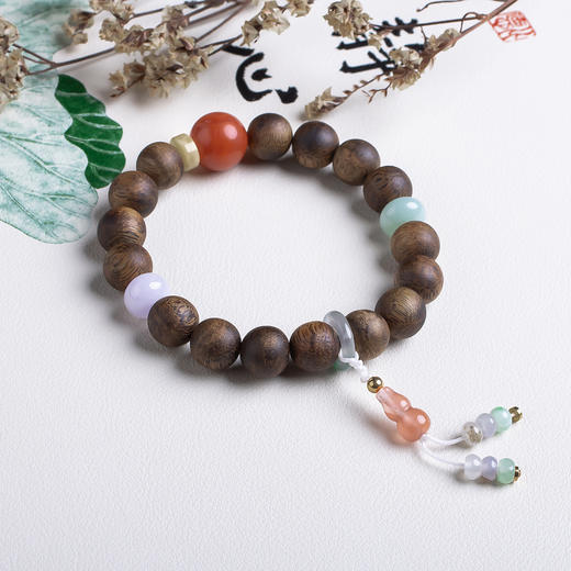 xy0516沉香+南红翡翠手持手串 商品图1