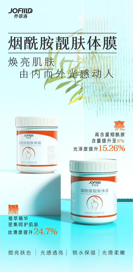 美容院乔菲洛烟酰胺靓肤体膜1000g光泽度提升15.26%美白保湿滋润 商品图0