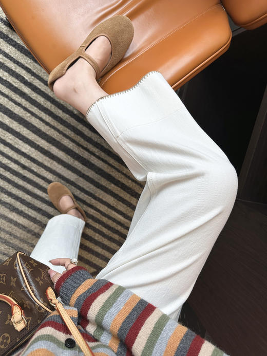 满分版型！高腰直筒花边牛仔裤女2025早秋新显瘦弹力九分烟管裤女款！ 商品图5