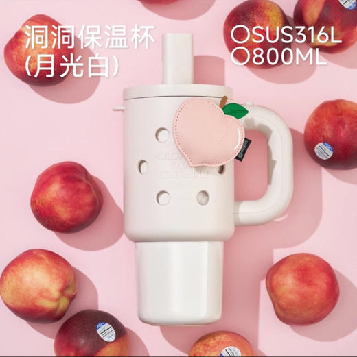 HOLOHOLO洞洞保温杯DD-02月光白800ml（不带杯花） 商品图2