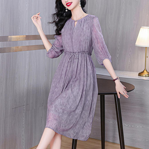 【预售3天】PY 气质显瘦收腰圆领中袖连衣裙 &5293 商品图0