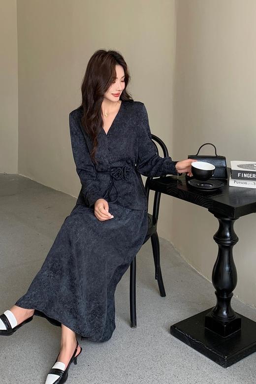 Le Malene 知性优雅印花系带套装裙 20974 商品图1