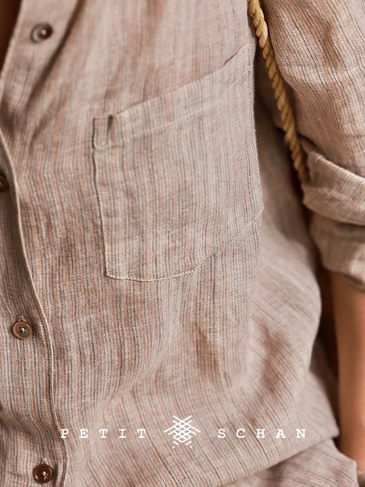 PETIT SCHAN小闪 CLO#884 The aftertaste lingers 意犹未尽 一千零一夜系列纯亚麻休闲长袖衬衫 商品图3