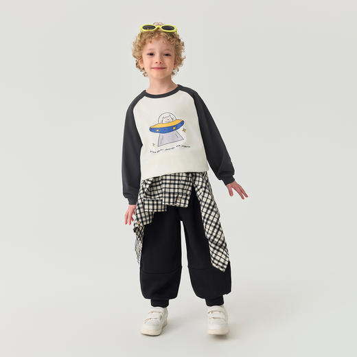 马克珍妮男童猫咪飞行员拼色长袖T恤 宝宝上衣2025秋装新款551119 商品图3