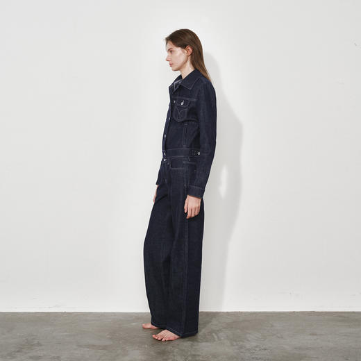 NUTH复古水洗做旧修身正肩短款牛仔外套女 商品图3