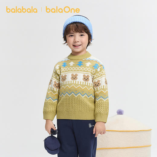 巴拉巴拉童装儿童毛衫男童秋冬费尔岛提花针织衫内搭洋气萌趣上衣 商品图2