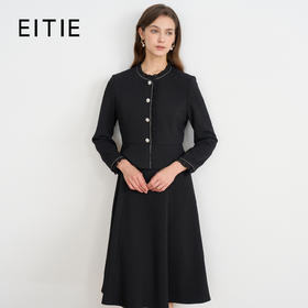 EITIE爱特爱木耳领假两件收腰显瘦通勤气质2025秋季新款连衣裙C2507838