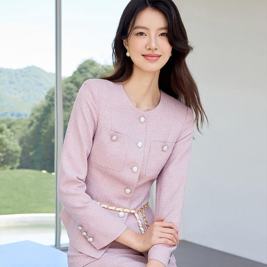 IWY/法式名媛粉色西装套裙女秋季长袖珠宝设计师工作服正装WCS117 商品图2