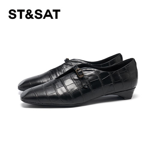 星期六英伦风气质金属扣低跟皮鞋SSD3111090 商品图9