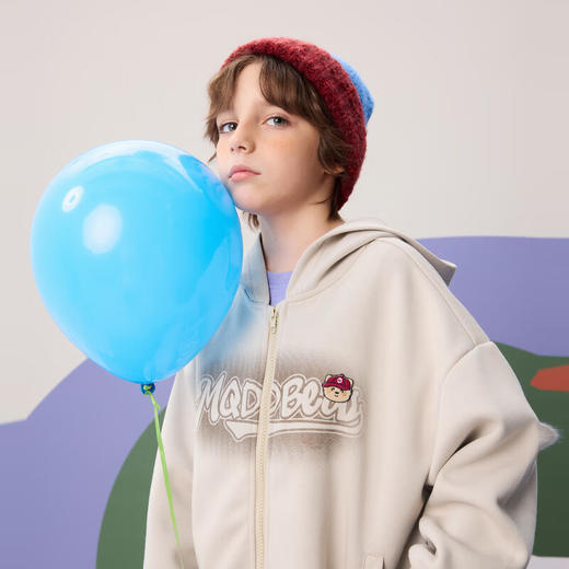 【MQD】秋季男大童潮酷休闲字母运动连帽卫衣 商品图3