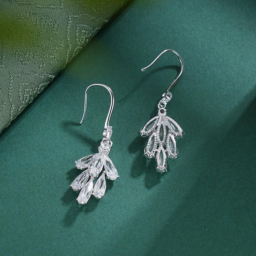 子佩集S925银【冰花淑叶】耳环【Z18589】纯银时尚玉兰花水滴2507 商品图5