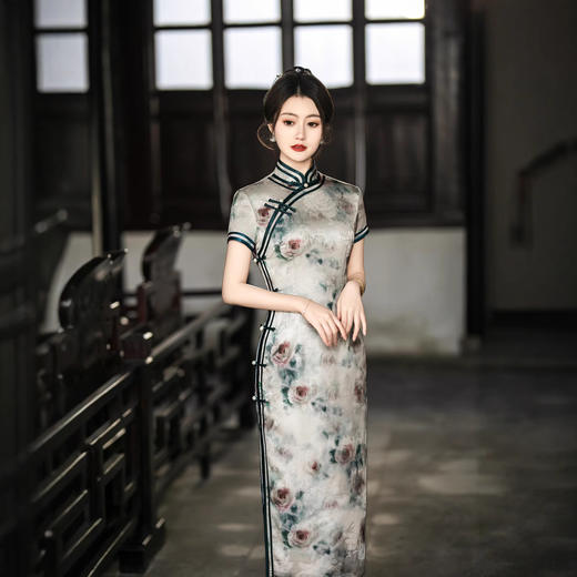 日常高档修身长款，民国风年轻款旗袍LJX-7794 商品图3