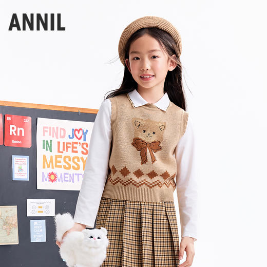 【实体店同款】女童针织背心秋季新款安奈儿童装AG532129 商品图0