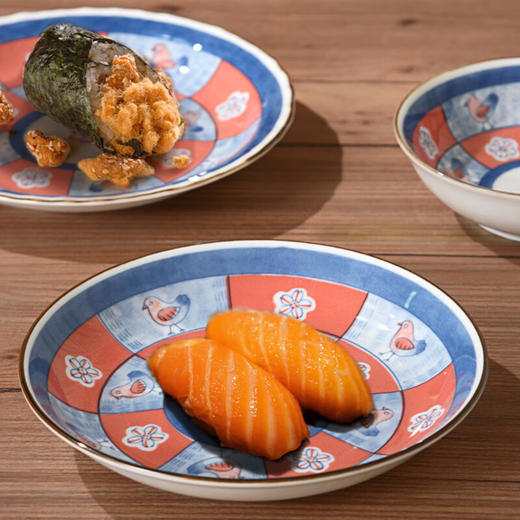 有谷窑 宜得利家居 釉下彩日本制陶瓷耐热碗盘餐具套装可洗碗机 市松雀 商品图1