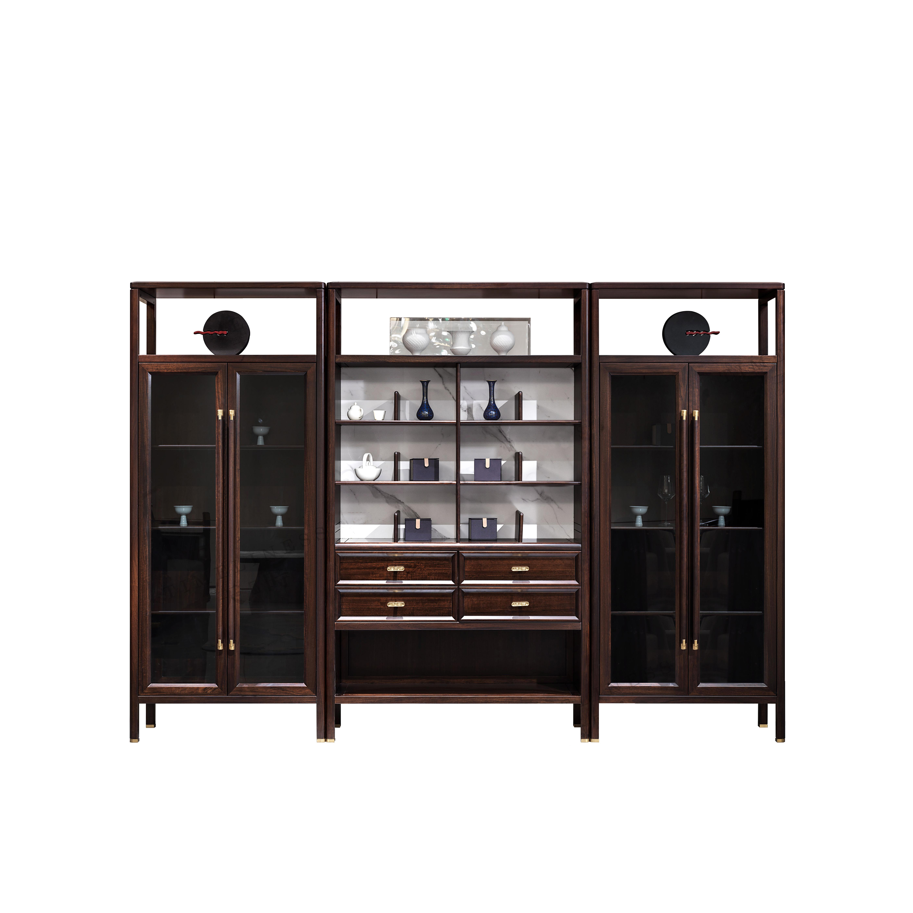 【新中式-中茶柜KD-Y-T8207】黑檀/客厅/茶室/茶柜