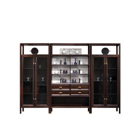 【新中式-两门茶柜KD-Y-T8206】黑檀/客厅/茶室/茶柜