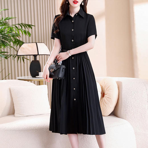 【预售3天】PY 黑色衬衫式短袖连衣裙 &2912 商品图3