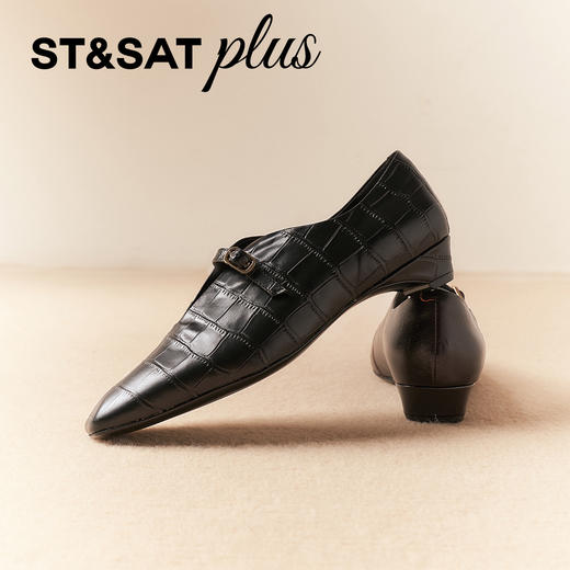 星期六英伦风气质金属扣低跟皮鞋SSD3111090 商品图7