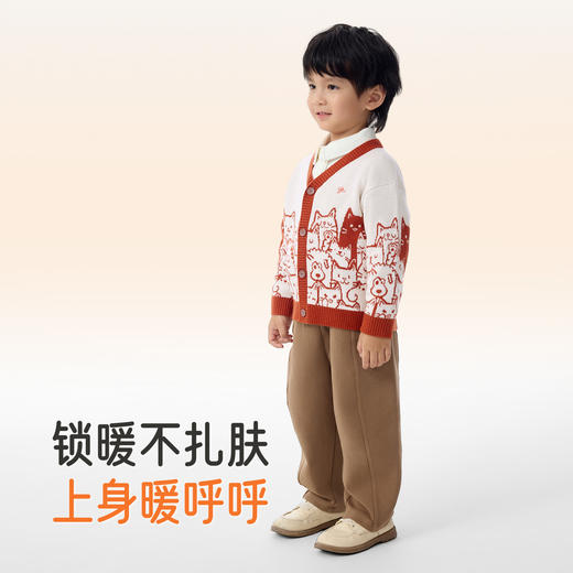 英氏儿童毛衣秋冬保暖男宝针织衫休闲开衫外套男童羊毛衫冬季毛衣 商品图2