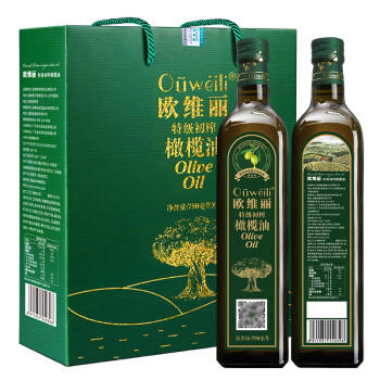欧维丽（Ouweili）西班牙进口原油孕妇儿童特级初榨橄榄油礼盒750ml*2瓶 中秋节送礼 /粮油调味 /食用油 /橄榄油 商品图1