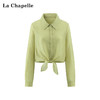 天猫同步【凉感天丝莱赛尔】拉夏贝尔/La Chapelle轻奢！高品质翻领系带长袖衬衫短款慵懒风气质防晒衬衣★ 商品缩略图2