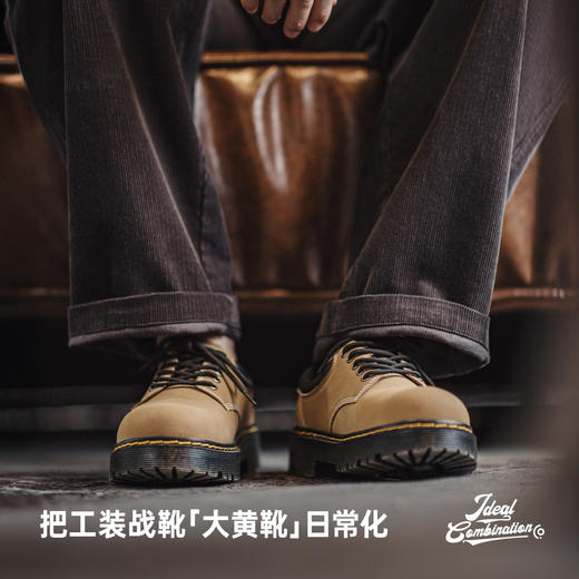 马登新款德比鞋夏季男士休闲软底皮鞋厚底增高大头棕色复古工装鞋 商品图1