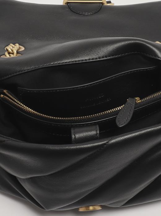 【新品现货超惠秒】Pinko Love Puff 女士绗缝真皮单肩包，黑金配色 商品图3