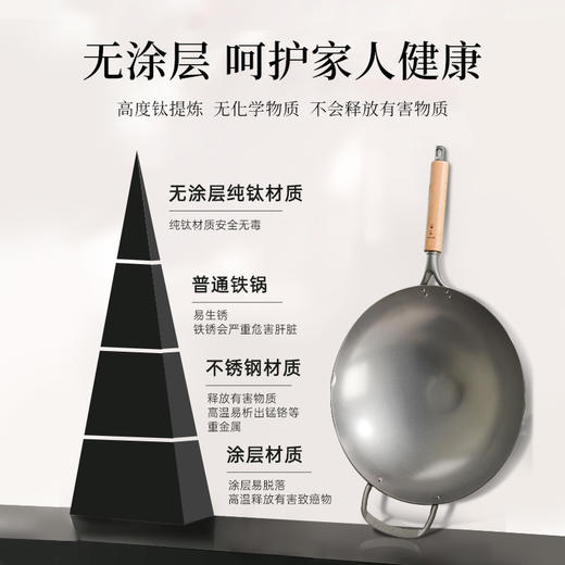 【送纯钛铲子*1个+纯钛筷子*1双】FUTSUMA日本福妻钛锅纯钛炒锅家用超轻无涂层防粘专利纯钛锅🚩 “试用后不支持无理由退货” 商品图6