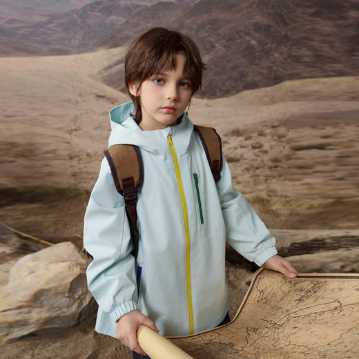 【MQD】男大童秋季工装户外潮酷机能感连帽外套风衣 商品图3