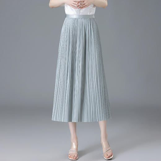 丁摩 细褶显瘦气质百褶半身裙女夏季a字大摆裙通勤韩版中长裙5ZF-8111 商品图2