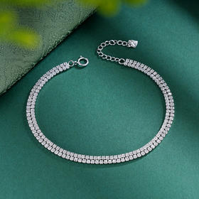 子佩集S925银【清辉静扬】手链【SL070533】纯银时尚双排钻锆石2507