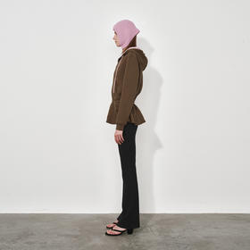 NUTH复古宽松撞色收腰鱼尾中长款连帽卫衣开衫外套女