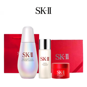 送礼盒礼袋 SK-II三剑客套装（小灯泡精华露正装50ml+大红瓶面霜15ml+神仙水30ml）