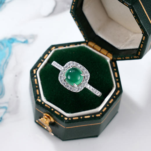 子佩集S925银【碧野千祥】戒指【JZ012871】纯银绿玉髓方块2507 商品图3