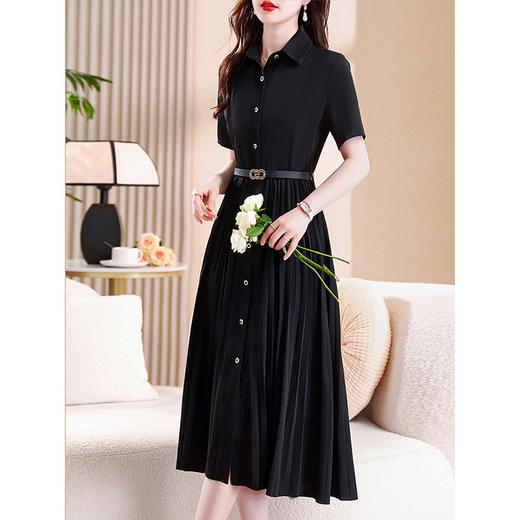 【预售3天】PY 黑色衬衫式短袖连衣裙 &2912 商品图0