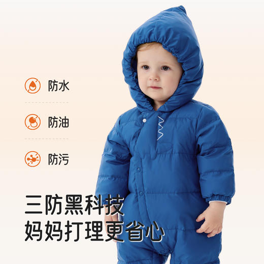 英氏新生婴儿外出服保暖连帽哈衣冬季新款男女宝宝羽绒长袖连体衣超韧绒 商品图1