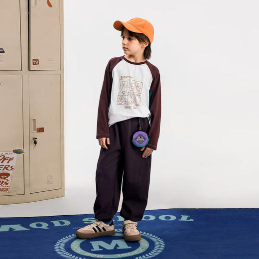 【MQD】男大童秋季潮酷休闲学院风插肩袖字母圆领T恤 商品图2