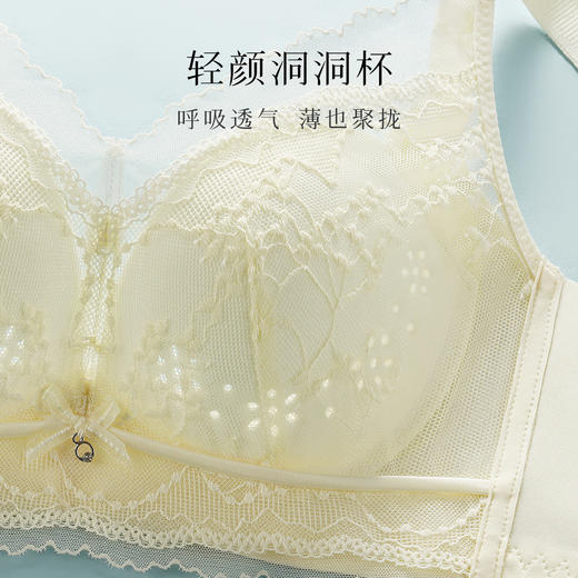 【轻薄透气洞洞杯】夏季内衣女舒适聚拢上托无钢圈高颜值性感文花谣浅月 商品图3