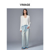 VIMAGE纬漫纪复古水洗撞色高腰宽松直筒显瘦牛仔裤2025季夏新款V2305940 商品缩略图1