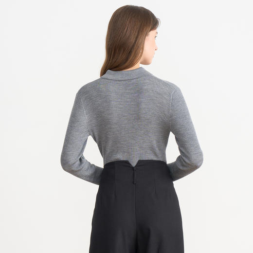 【polo领气质开衫】EITIE爱特爱简约显瘦羊毛针织衫2025秋季新款针织衫D2501907 商品图9