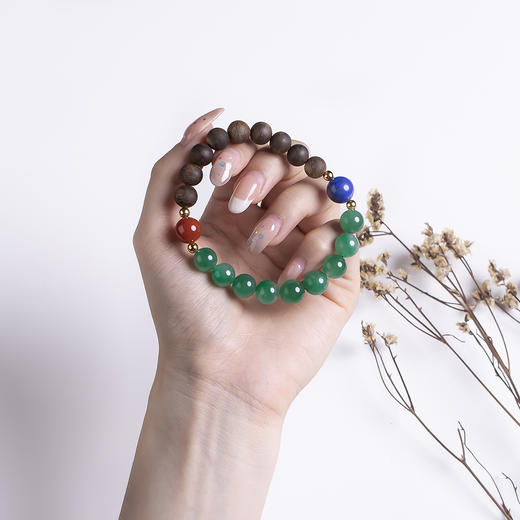 xy0518沉香+南红青金非洲翠手串 商品图9