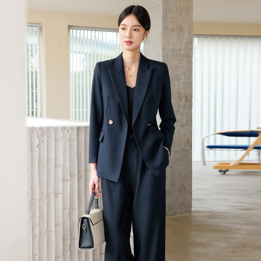 IWY/藏青色气质干练西装套装女正式场合接待销售职业装总裁正装WCP093 商品图1