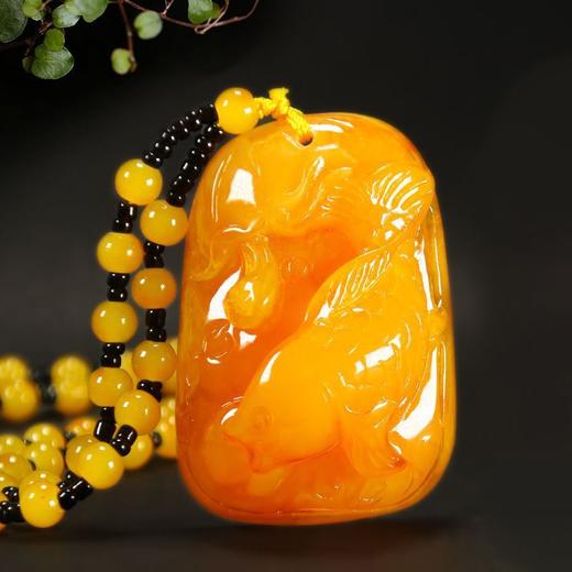 丁摩 老蜜蜡葫芦吊坠长款琥珀项链男女款莲花鱼鲤鱼毛衣链民族风挂坠饰5ZF-74364 商品图5