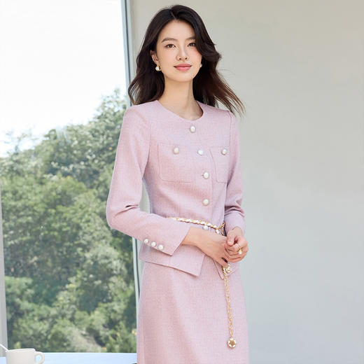 IWY/法式名媛粉色西装套裙女秋季长袖珠宝设计师工作服正装WCS117 商品图5