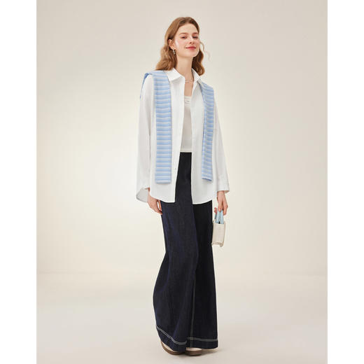 IEF/爱依服2025 春季 时尚学院风休闲百搭减龄设计感披肩中衬衫N37764 商品图1