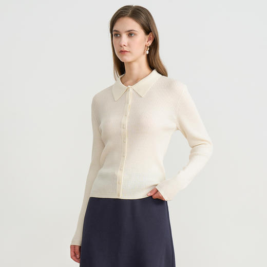 【polo领气质开衫】EITIE爱特爱简约显瘦羊毛针织衫2025秋季新款针织衫D2501907 商品图4