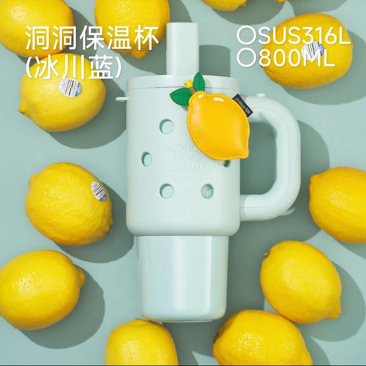 HOLOHOLO洞洞保温杯DD-02冰川蓝800ml（不带杯花） 商品图2